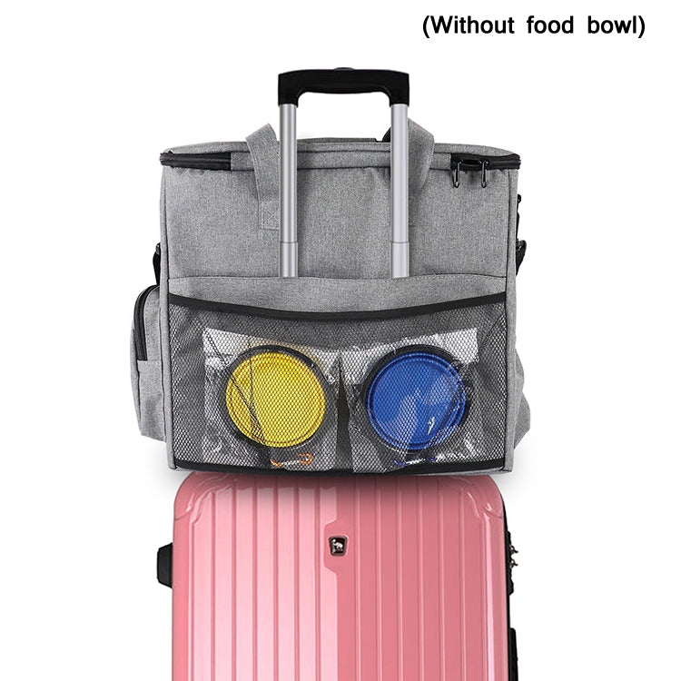Travel Portable Carry Out Pet Supplies Storage Single-shoulder Bag Without Dog Bowl(Gray)