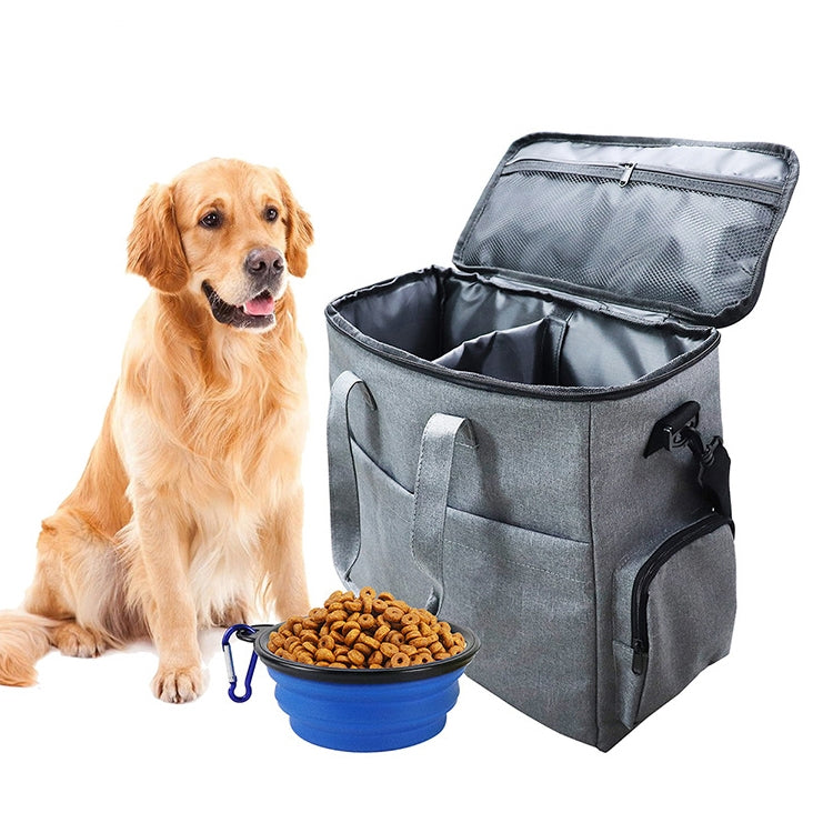 Travel Portable Carry Out Pet Supplies Storage Single-shoulder Bag Without Dog Bowl(Gray)