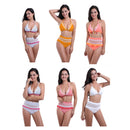 Sexy Hanging Neck Split Swimsuit High Waist Lace Bikini, Size: L(Orange)