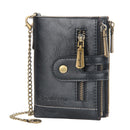 Baellerry Short Wallet Double Zipper Tri-Fold Wallet For Men(Black)