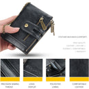 Baellerry Short Wallet Double Zipper Tri-Fold Wallet For Men(Black)