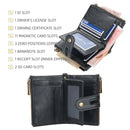 Baellerry Short Wallet Double Zipper Tri-Fold Wallet For Men(Black)