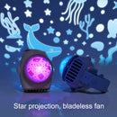 Outdoor Portable Cartoon Star Projection Lamp Leafless Watch Fan(Pink)