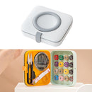 Portable Needlework Box Home Multi-Function Needlework Storage Box(White Gray)