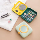 Portable Needlework Box Home Multi-Function Needlework Storage Box(White Gray)