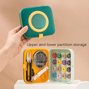 Portable Needlework Box Home Multi-Function Needlework Storage Box(White Gray)