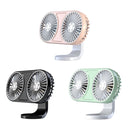 F211 Car Double Head With Led Electric Fan Car Air Outlet Instrument Panel USB Mini Fan(Pink)