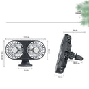F211 Car Double Head With Led Electric Fan Car Air Outlet Instrument Panel USB Mini Fan(Black)