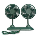 F503 Double Head Hose USB Car Mini Fan Home Car Dual-purpose Multi-function Fan(Green)