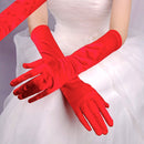 Bride Gloves Satin Long Vintage Travel Sunscreen Dress Wedding Gloves(Red)