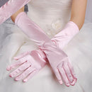 Bride Gloves Satin Long Vintage Travel Sunscreen Dress Wedding Gloves(Pink)