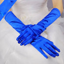 Bride Gloves Satin Long Vintage Travel Sunscreen Dress Wedding Gloves(Royal Blue)