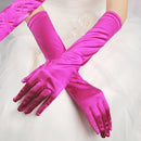 Bride Gloves Satin Long Vintage Travel Sunscreen Dress Wedding Gloves(Rose Red)