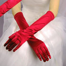 Bride Gloves Satin Long Vintage Travel Sunscreen Dress Wedding Gloves(Wine Red)
