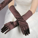 Bride Gloves Satin Long Vintage Travel Sunscreen Dress Wedding Gloves(Brown)