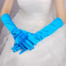 Bride Gloves Satin Long Vintage Travel Sunscreen Dress Wedding Gloves(Lake Blue)