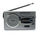 BC-R2033 AM FM Radio Telescopic Antenna Full Band Portable Radio Receiver(Silver Gray)