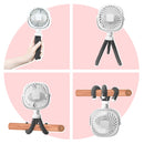 Octopus Stroller Deformation Fan Desktop Portable Handheld USB Small Fan, Colour: 1200mAh Black