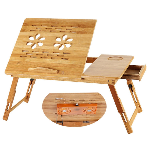 Bauhinia Pattern Folding Computer Desk Bed Dorm Notebook Lap Desk Medium With Fan