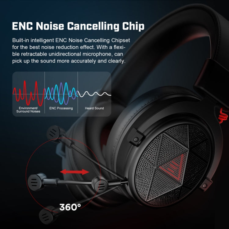 EKSA E910 5.8GHz Ambient Noise Cancelling Retractable Microphone Wireless Gaming Headset(Black)