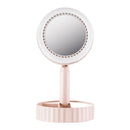 HD Makeup Mirror Fill Light Table Lamp Mute Fan(Pink)