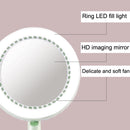 HD Makeup Mirror Fill Light Table Lamp Mute Fan(White)