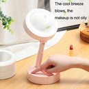 HD Makeup Mirror Fill Light Table Lamp Mute Fan(White)