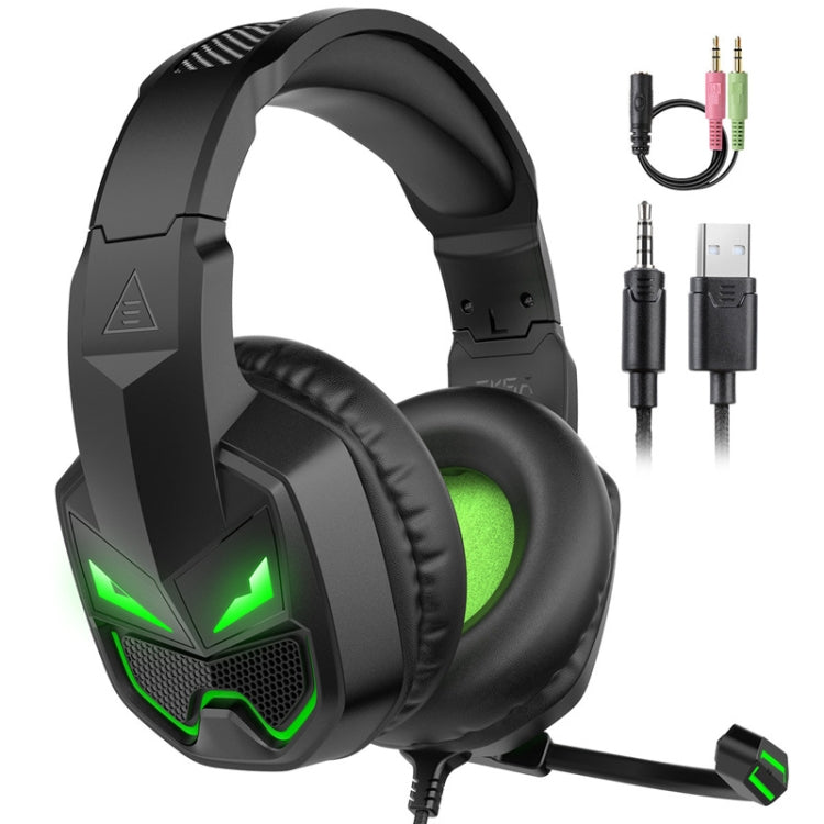 EKSA E7000 RGB Illuminated Gaming In-Line Headset, Cable Length: 2m(Black)