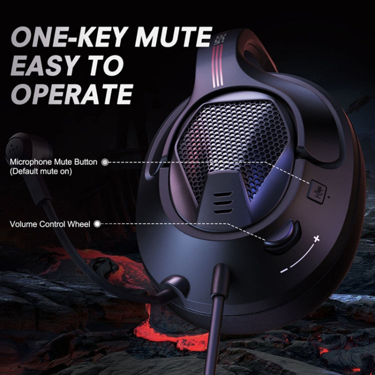 EKSA E3D Lightweight Adjustable Mic Gaming Wired Headset, Cable Length: 2m(Black)