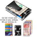 NEWBRING Large-capacity Multi-card Metal Anti-magnetic Card Holder(Geometric Pattern)