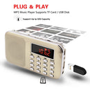 L-218AM MP3 Radio Speaker Player Support TF Card USB with LED Flashlight Function(Gold)