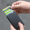 NEWBRING Metal Wallet Automatic Pop-up Anti-degaussing Card Holder, Colour: Black