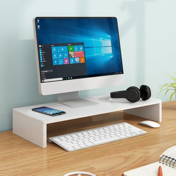 Computer Elevated Rack Monitor Bracket Storage Rack,Style: Single Layer(White)