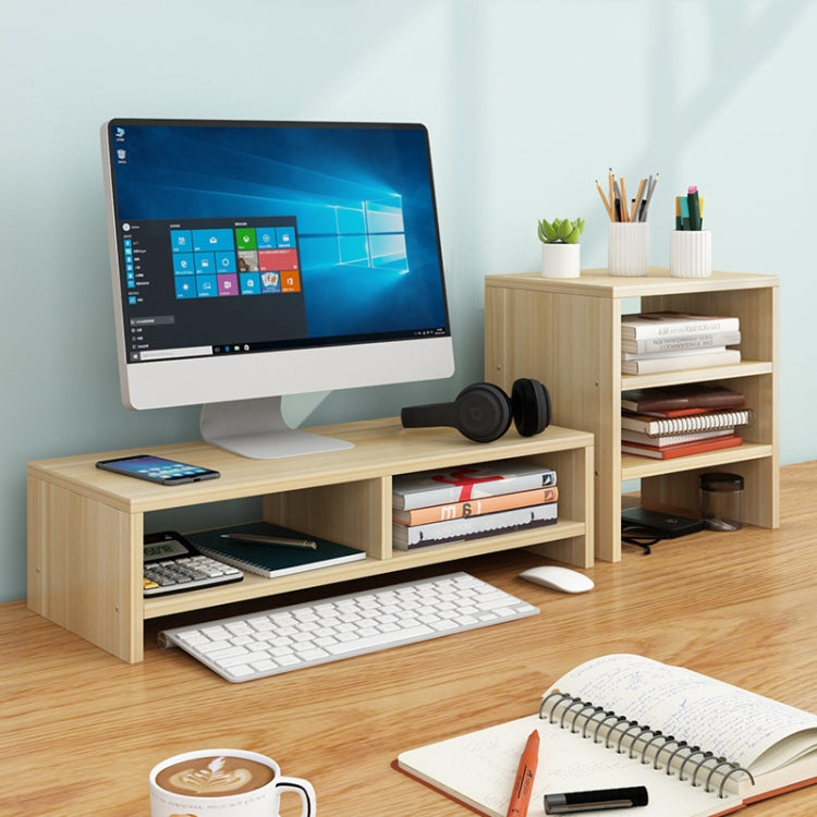 Computer Elevated Rack Monitor Bracket Storage Rack,Style: Double Layer+Three Layers(Light Walnut)