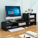 Computer Elevated Rack Monitor Bracket Storage Rack,Style: Double Layer+Three Layers(Black Walnut)