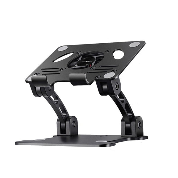 double Rod Laptop Folding Lift Stand Tablet Stand with Fan Radiator( Black )
