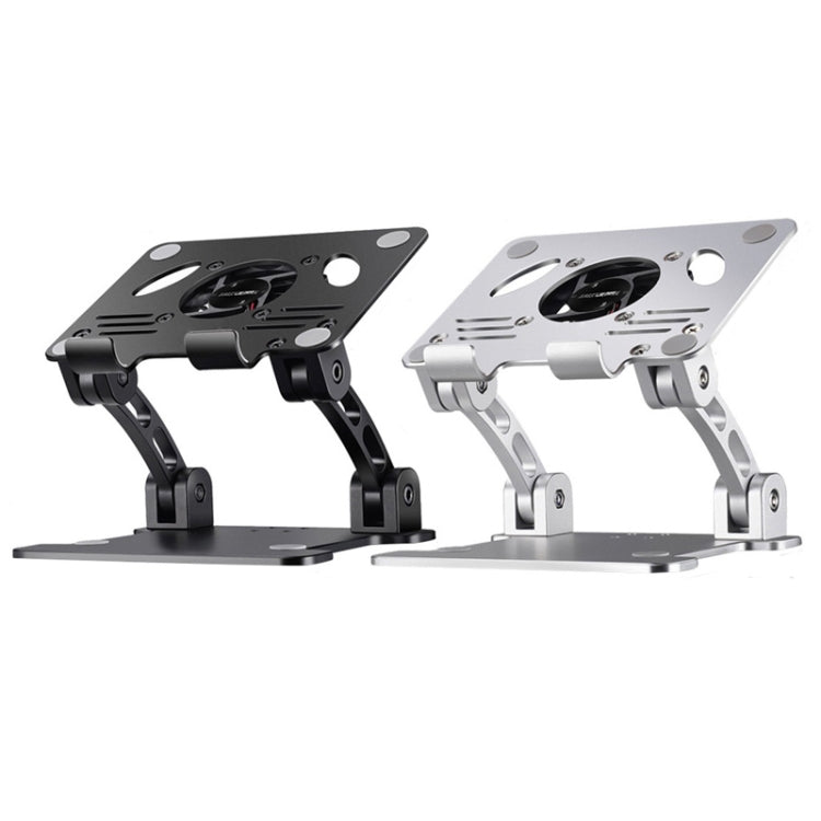 double Rod Laptop Folding Lift Stand Tablet Stand with Fan Radiator(Silver )