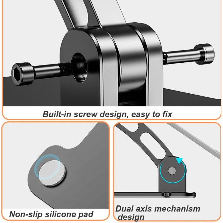 double Rod Laptop Folding Lift Stand Tablet Stand with Fan Radiator(Silver )