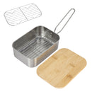 Outdoor Bamboo Wood Cover 304 Stainless Steel Lunchbox, Style: Box + Steamer