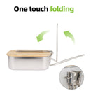Outdoor Bamboo Wood Cover 304 Stainless Steel Lunchbox, Style: Box + Steamer
