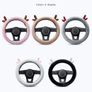 Antler Thick Plush Steering Wheel Cover, Style: O Type (Camel)