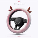 Antler Thick Plush Steering Wheel Cover, Style: D Type (Pink)