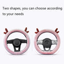 Antler Thick Plush Steering Wheel Cover, Style: D Type (Gray)