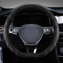 Leather Carbon Fiber Stitching Car Steering Wheel Set, Diameter: 38cm(Black D Shape)