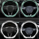 Leather Carbon Fiber Stitching Car Steering Wheel Set, Diameter: 38cm(Black Blue Round)