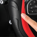 Leather Carbon Fiber Stitching Car Steering Wheel Set, Diameter: 38cm(Black Yellow Round)