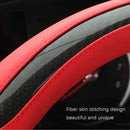 Leather Carbon Fiber Stitching Car Steering Wheel Set, Diameter: 38cm(Black White D Shape)