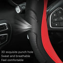 Leather Carbon Fiber Stitching Car Steering Wheel Set, Diameter: 38cm(Black Round)