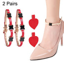 2 Pairs High Heel Shoes Prevent Heel Drop Shoelaces Four-Leaf Grass Shoelace Buckle(Matt Red)