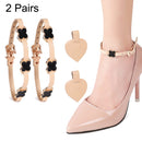 2 Pairs High Heel Shoes Prevent Heel Drop Shoelaces Four-Leaf Grass Shoelace Buckle(Matt Skin)